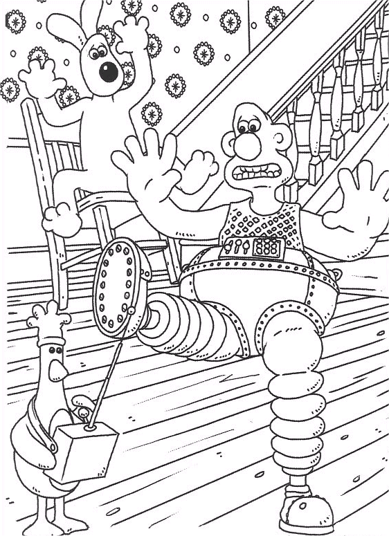 coloriage wallace et gromit font des tests
